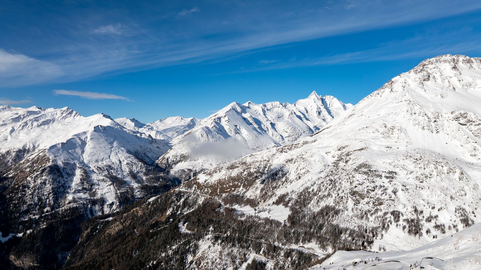 A breathtaking aerial view of the snow-covered mountains in Korutany, Austria during winter