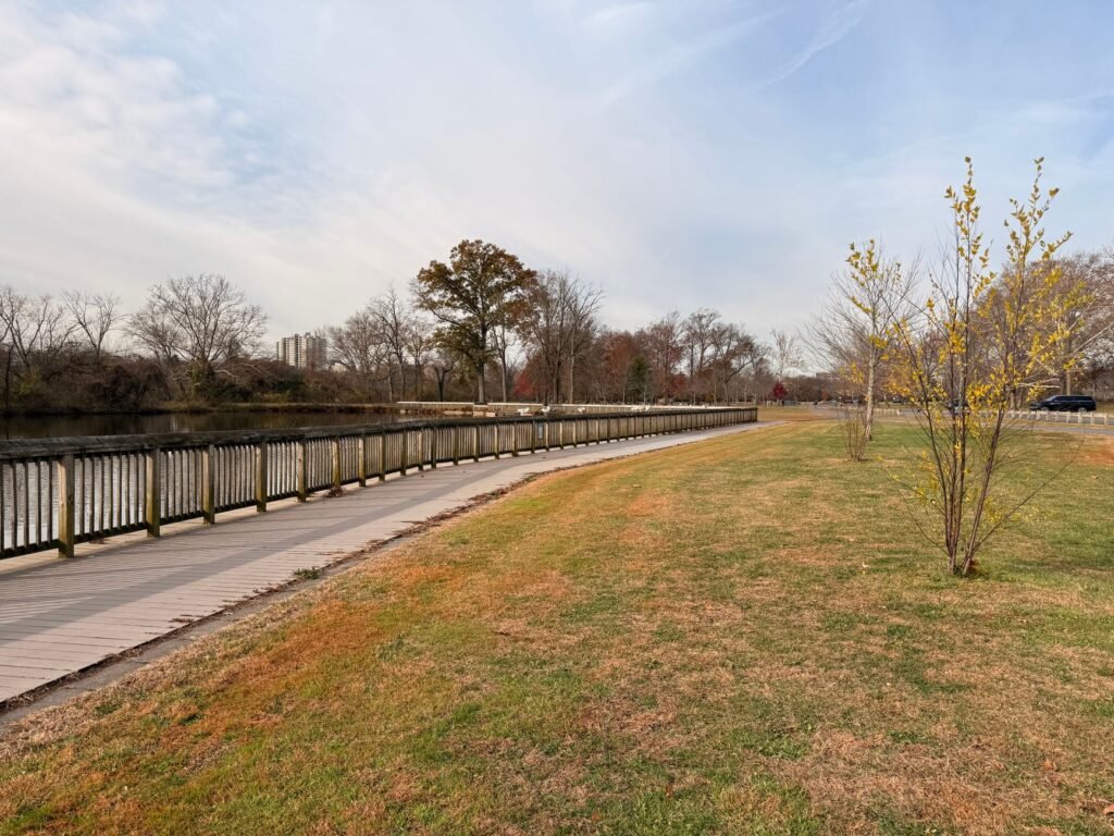A calm stretch of the White River Trail in Noblesville, perfect for walking or biking