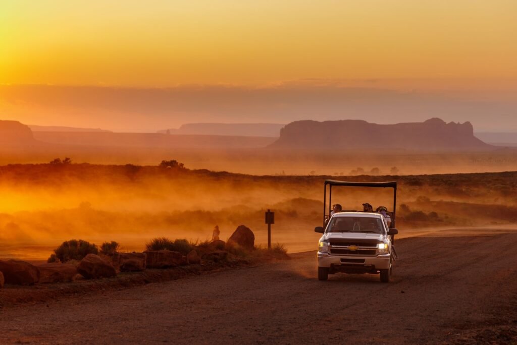 A guided jeep tour navigating the rugged backroads of the valley