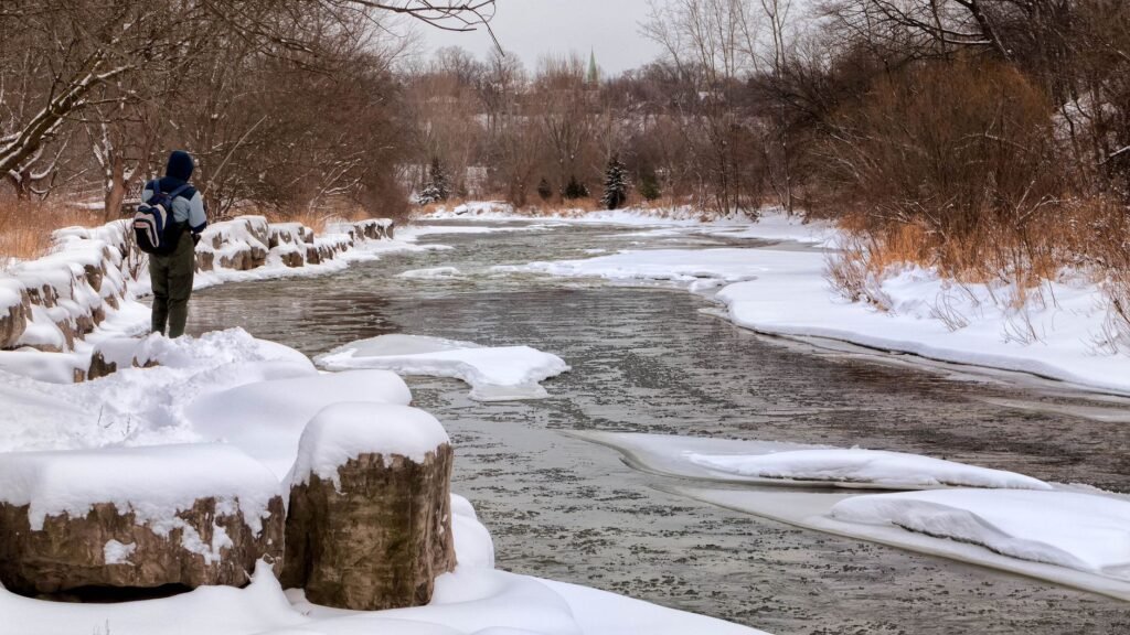 A winding river trail lined with trees, popular for walking and biking in Minot