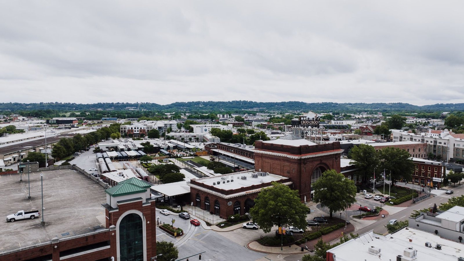 Aerial view of the historic Choo Choo Terminal in Chattanooga