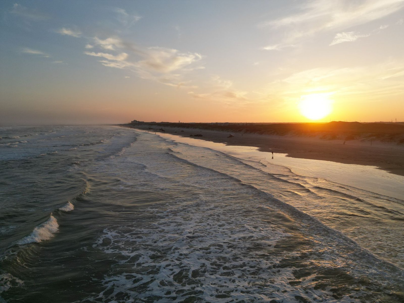 Breathtaking view of Corpus Christi beach at sunset