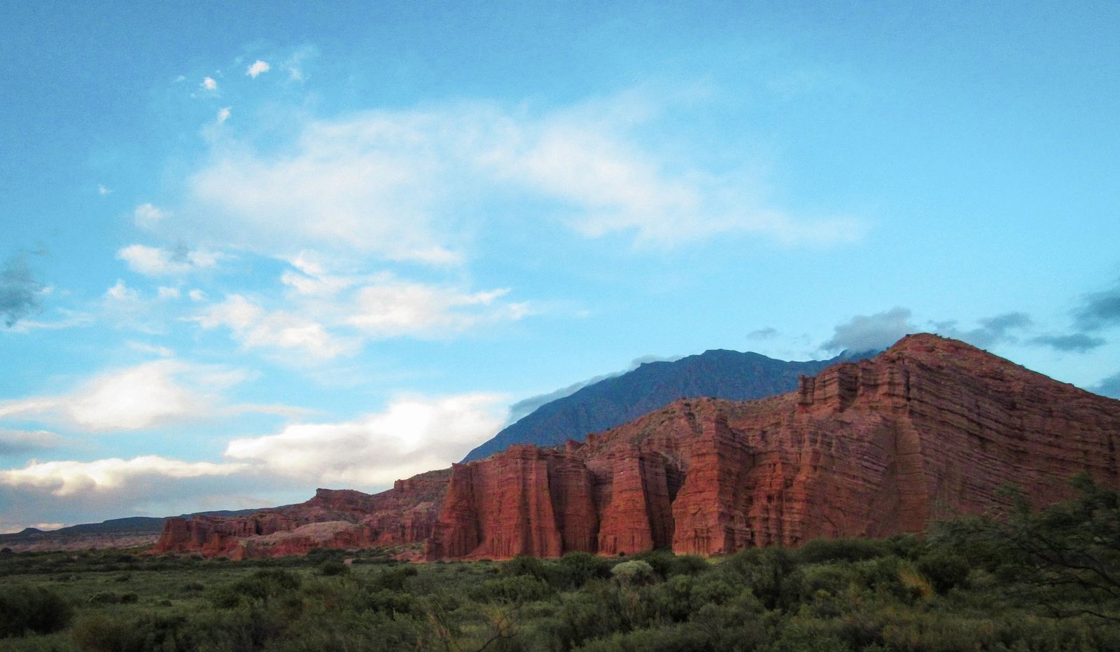 Breathtaking view of red rock formations against a clear blue sky in Salta Province, Argentina