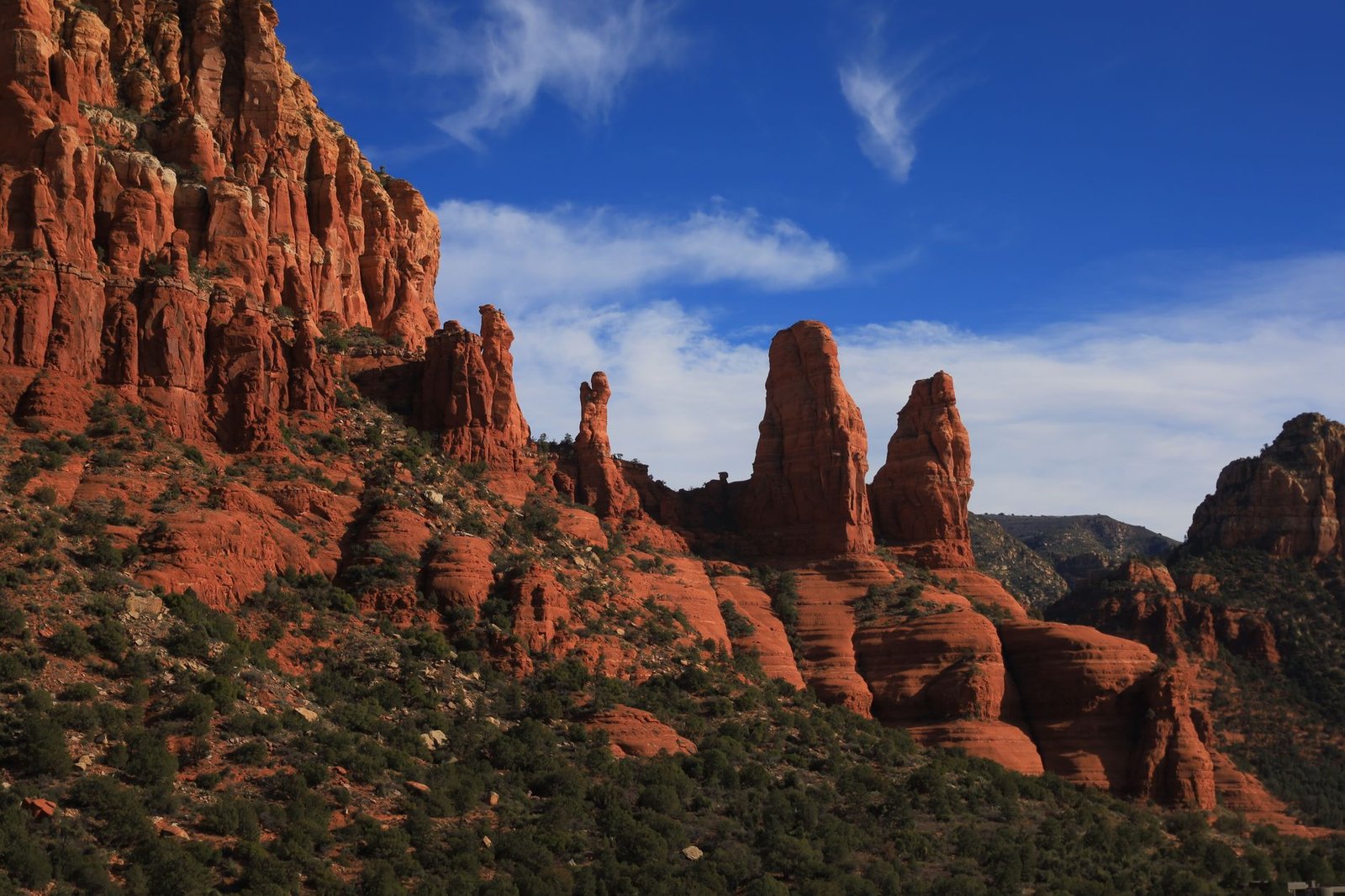 Breathtaking view of red rock formations under blue sky in Sedona, Arizona