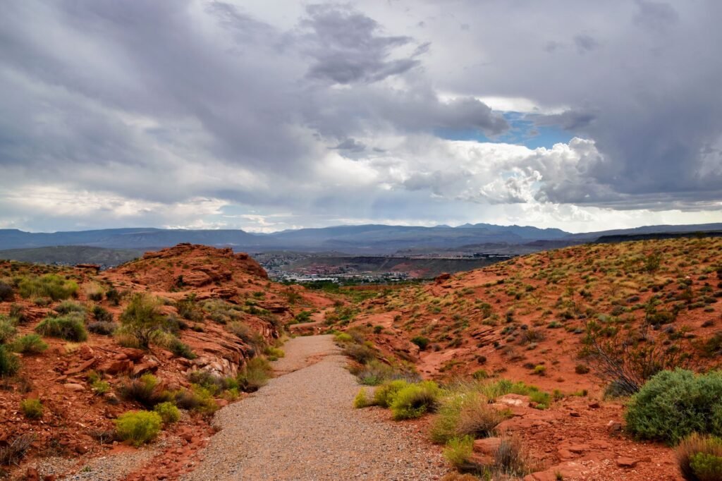 Hikers explore the scenic trails of Snow Canyon