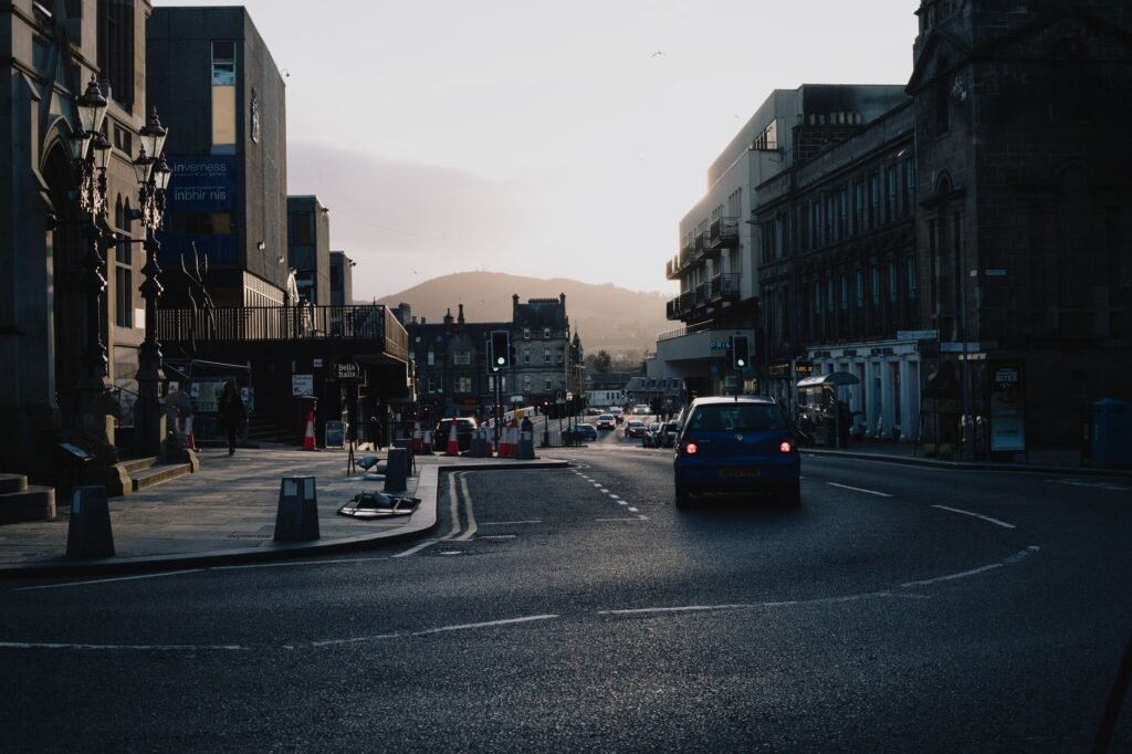Historic downtown Inverness with boutique shops and cafés