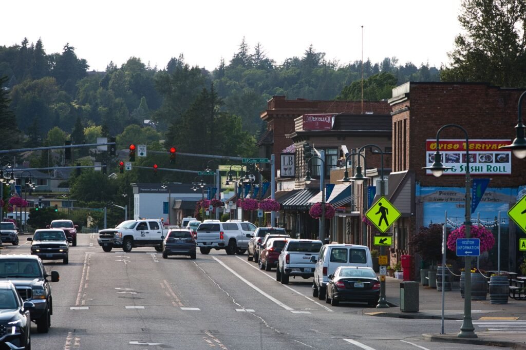 Historic downtown storefronts with local charm