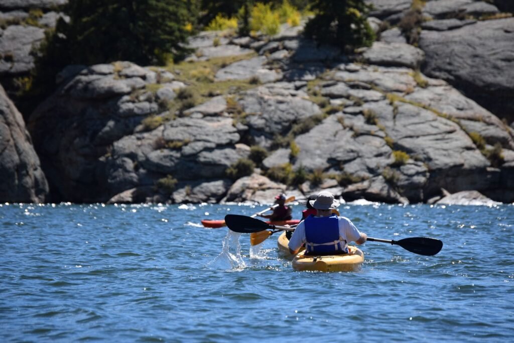 Kayaking on a tranquil lake in Pinetop during summer