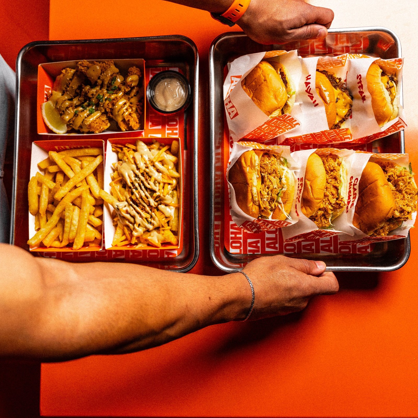 Indulge in hand-crafted burgers at Umami Burger inside the Anaheim Packing District.