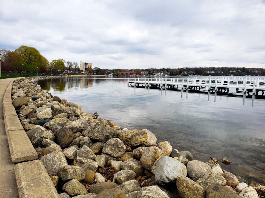 Strolling along the lakeside promenade in Fond du lac