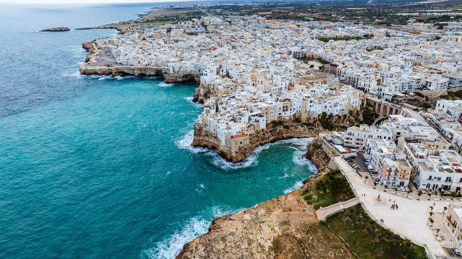 Stunning aerial view of Polignano a Mare, Italy