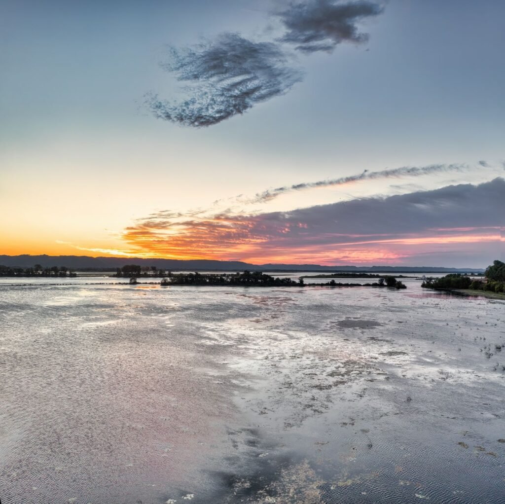 Sunrise over Fond du Lac with the Alps in the distance