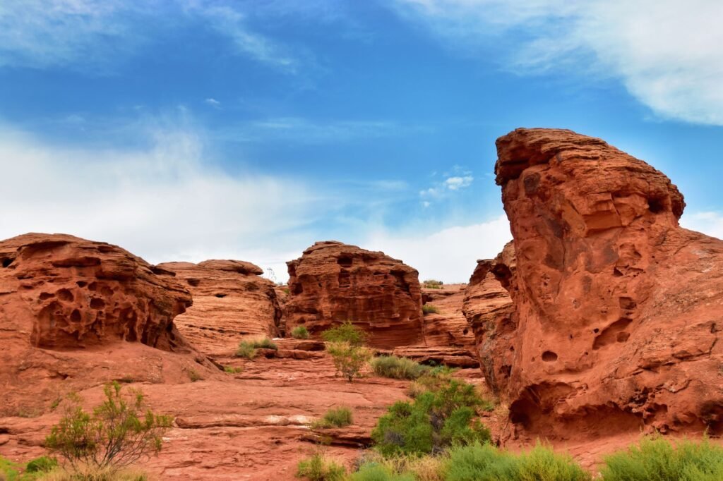 Sunset over the iconic red cliffs surrounding St. George