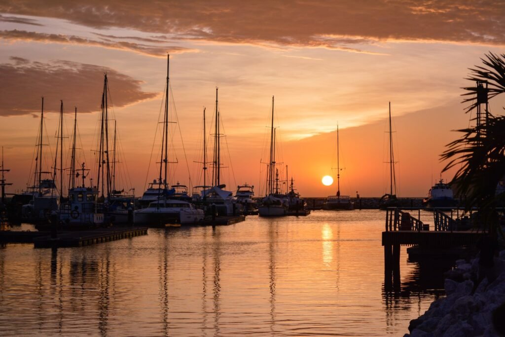 Sunset over the marina in Fajardo, a perfect backdrop for evening strolls