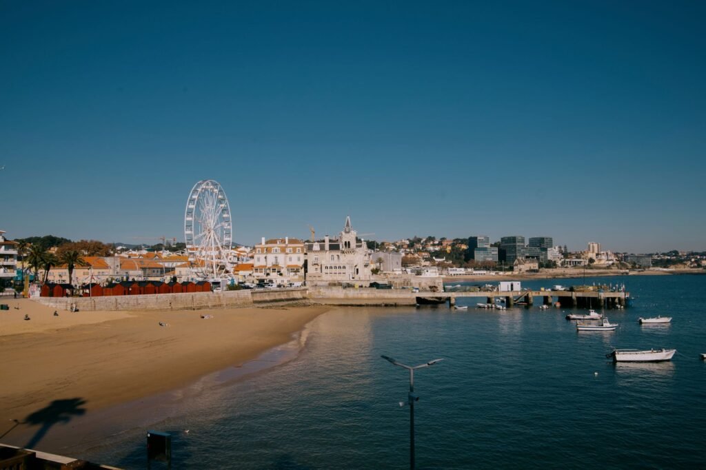 Vibrant stalls at Cascais market offering local crafts and snacks