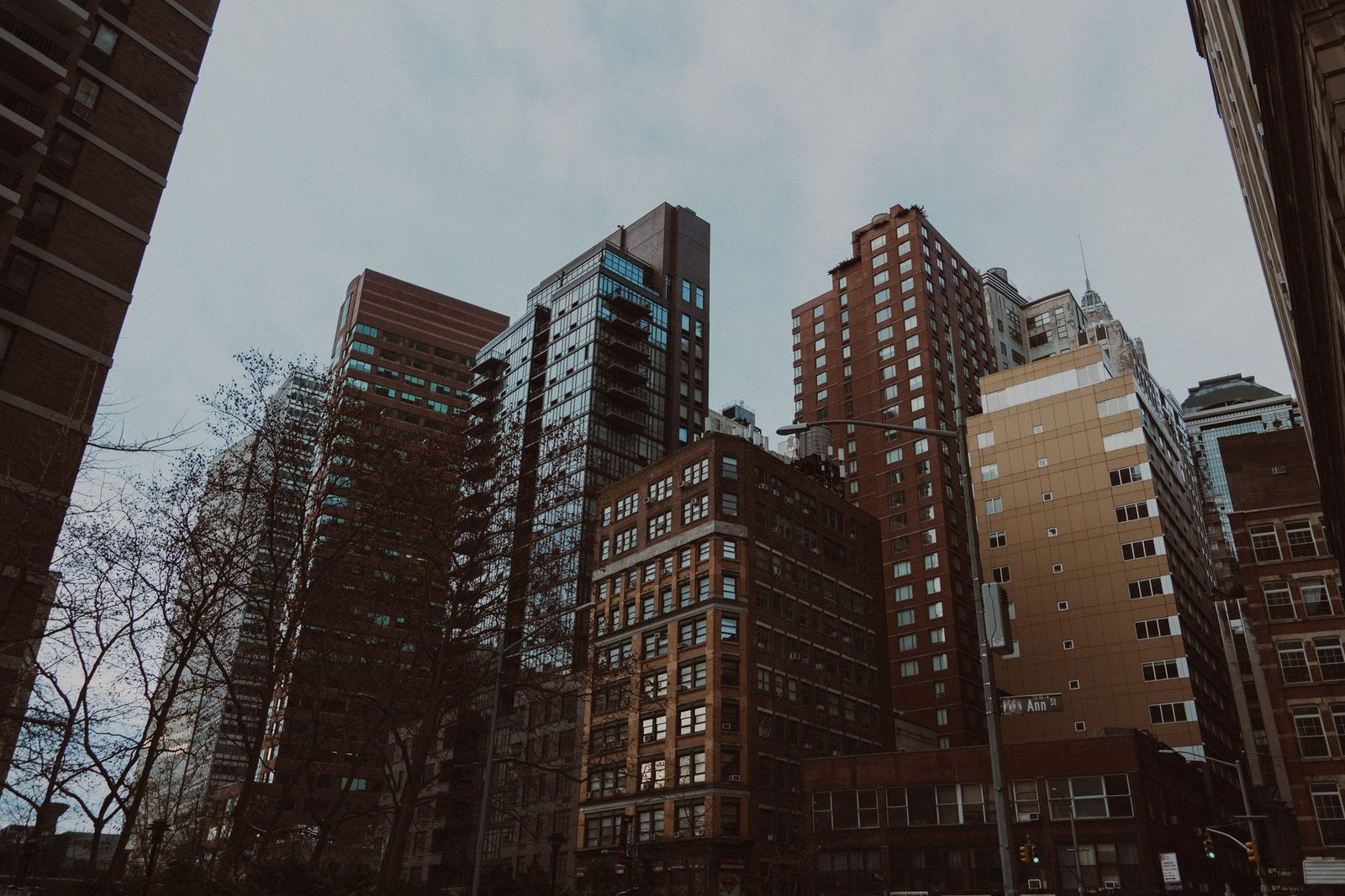 View of modern skyscrapers in downtown New York City